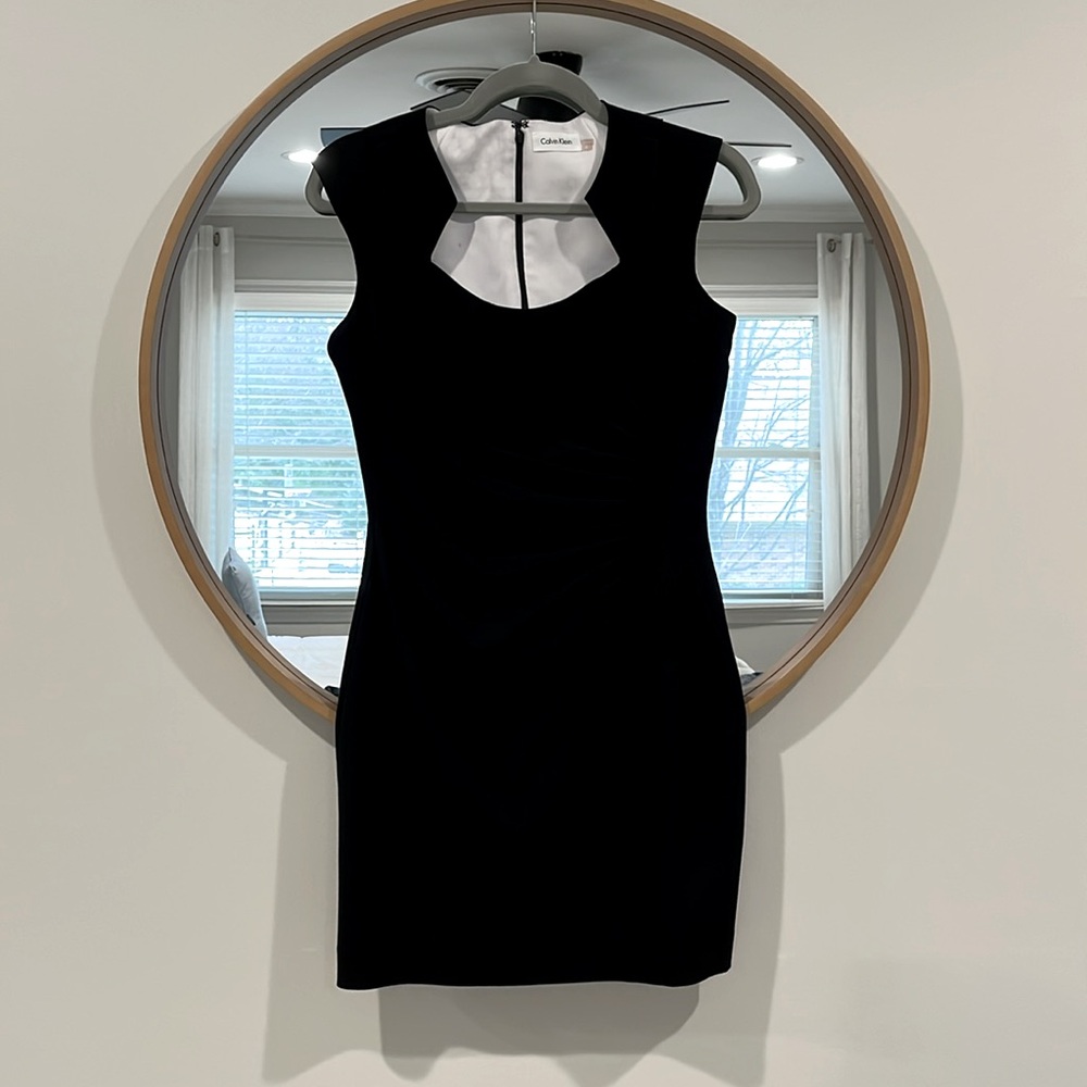 Calvin Klein Horseshoe Neck Sheath Professional Work Dress, Black - Size 4